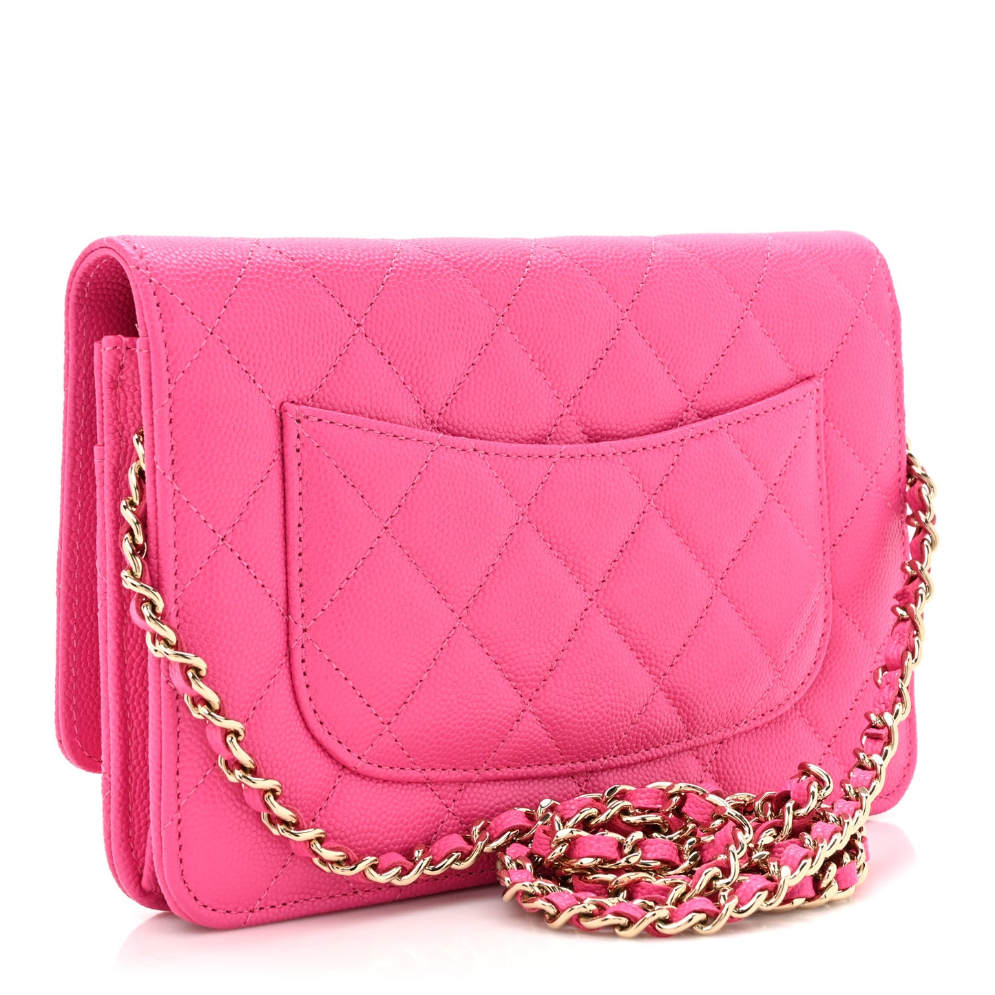 Caviar Quilted Wallet on Chain WOC Fuchsia