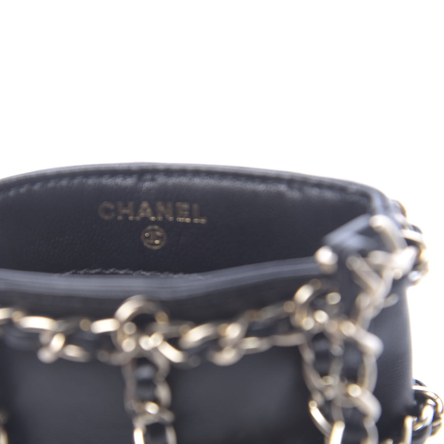 Lambskin Tech Me Out Clutch With Chain Black
