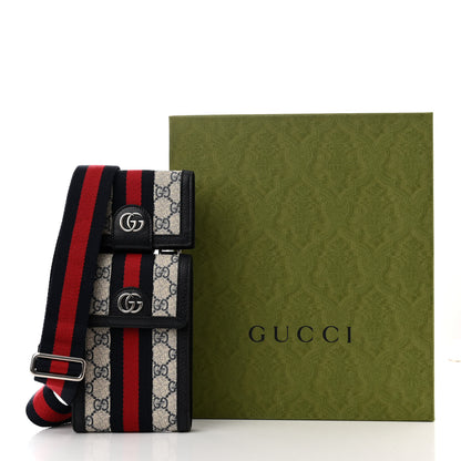Gucci GG Supreme Monogram Textured Calfskin Web Mini Ophidia Multi Pouch Beige Blue 14 of 14