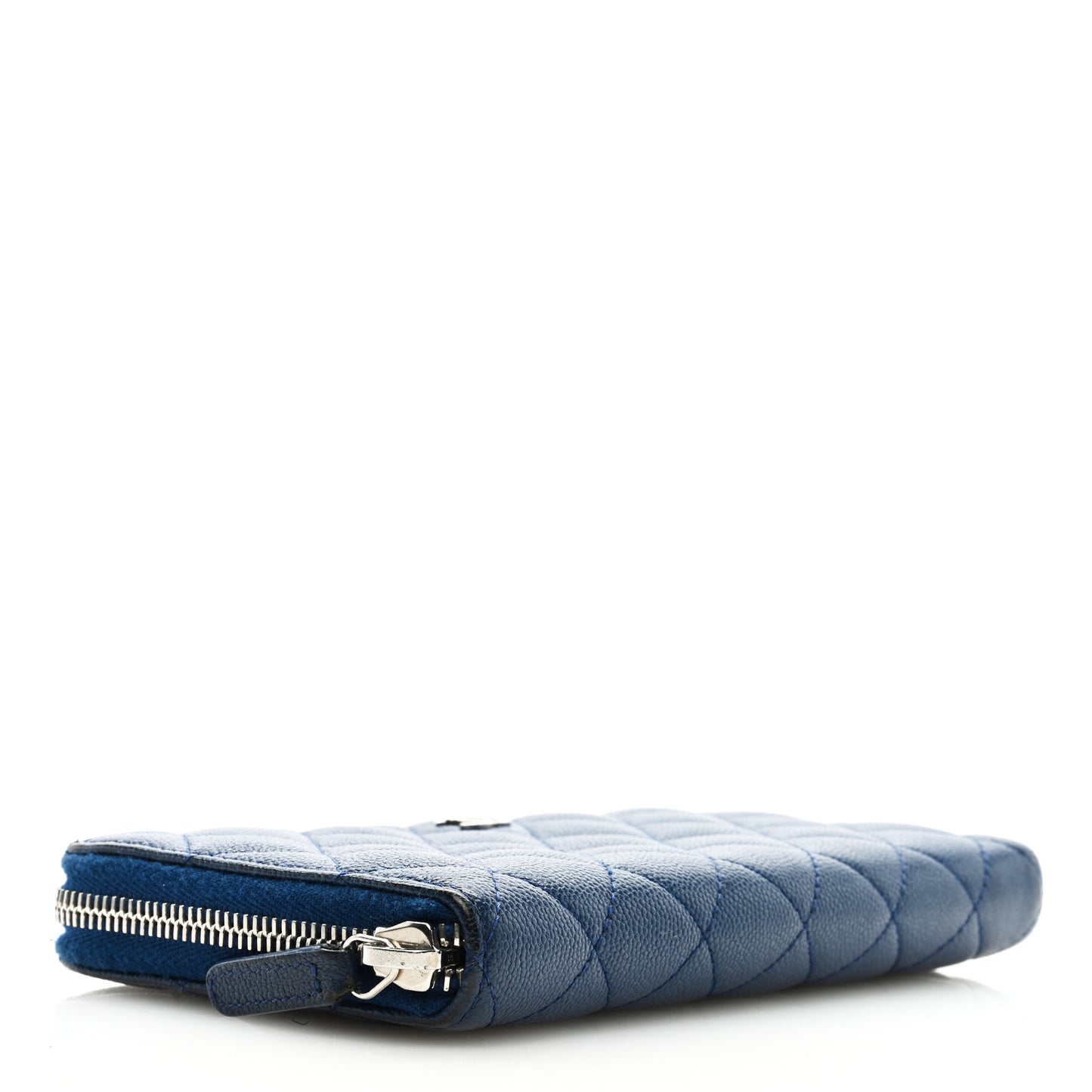Caviar Quilted Large Gusset Zip Around Wallet Blue