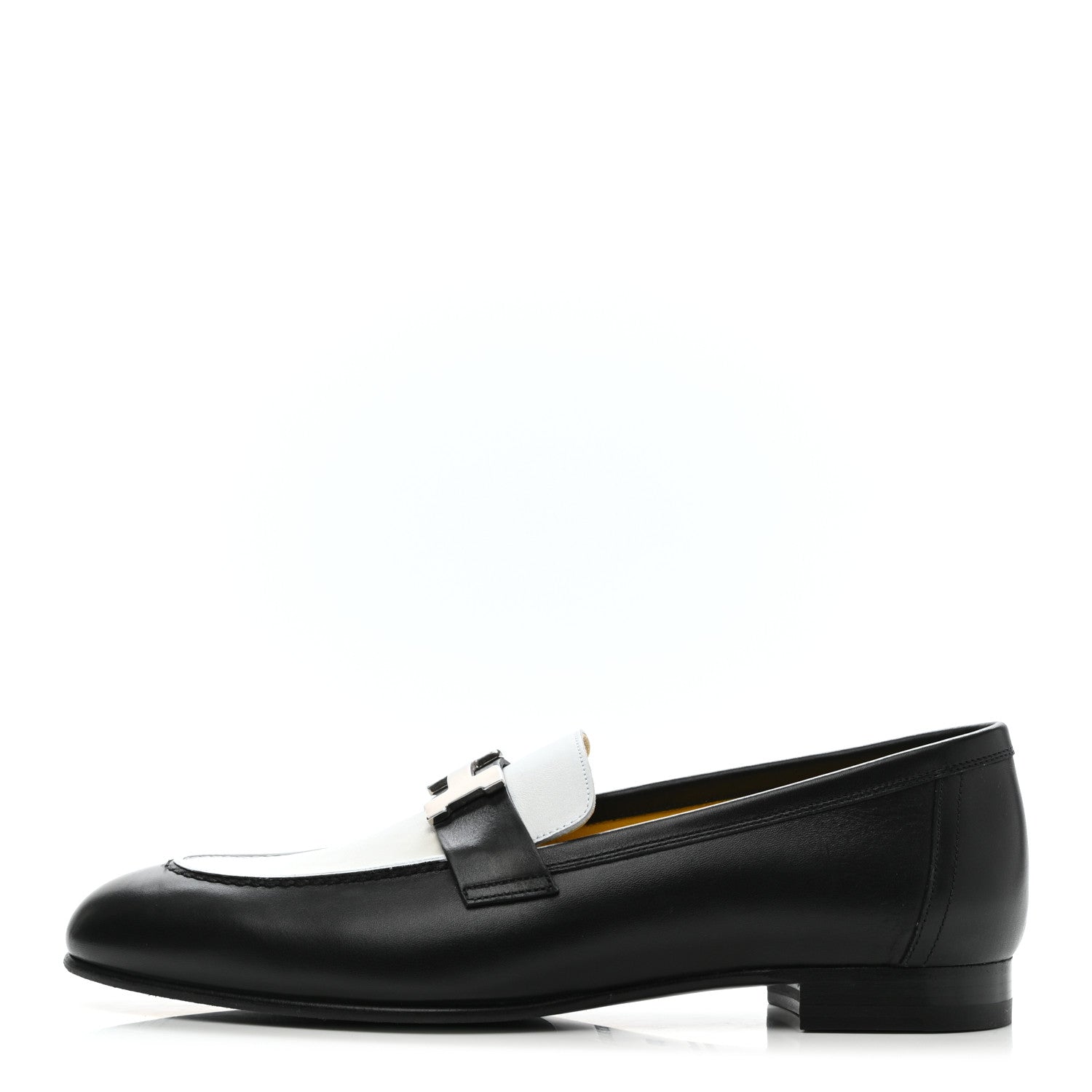Hermes Calfskin Womens Paris Loafers 39 Black White 1 of 7