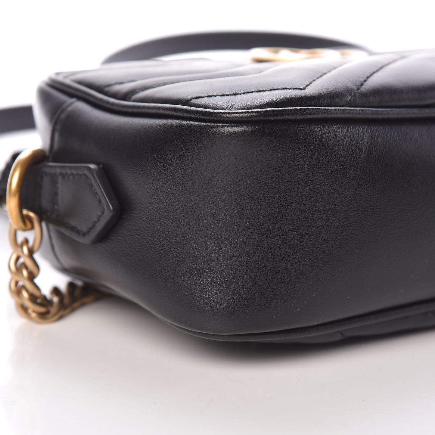 Calfskin Matelasse Mini GG Marmont Chain Shoulder Bag Black