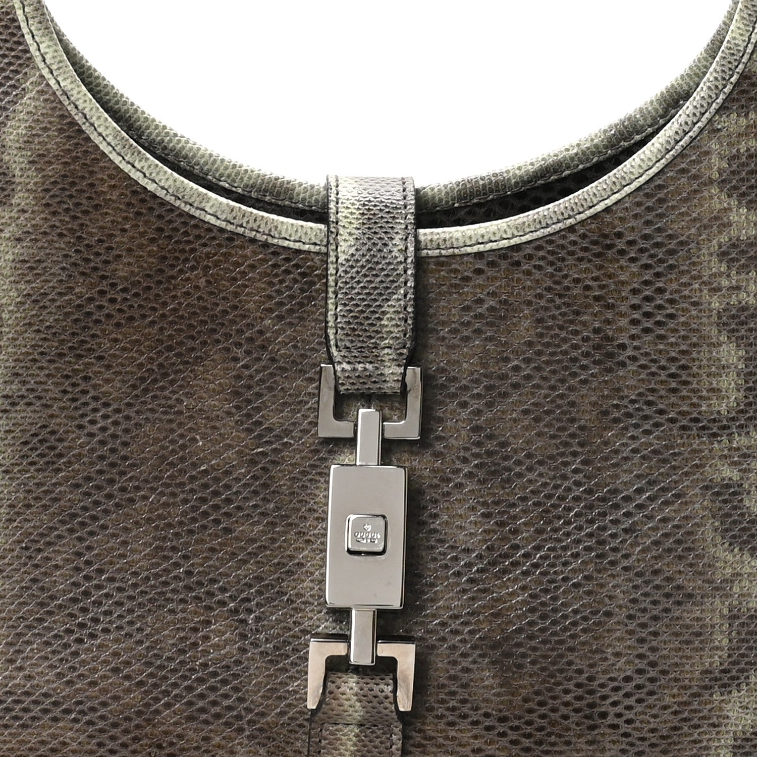 Gucci Snakeskin Bardot Shoulder Bag Green Brown 8 of 10