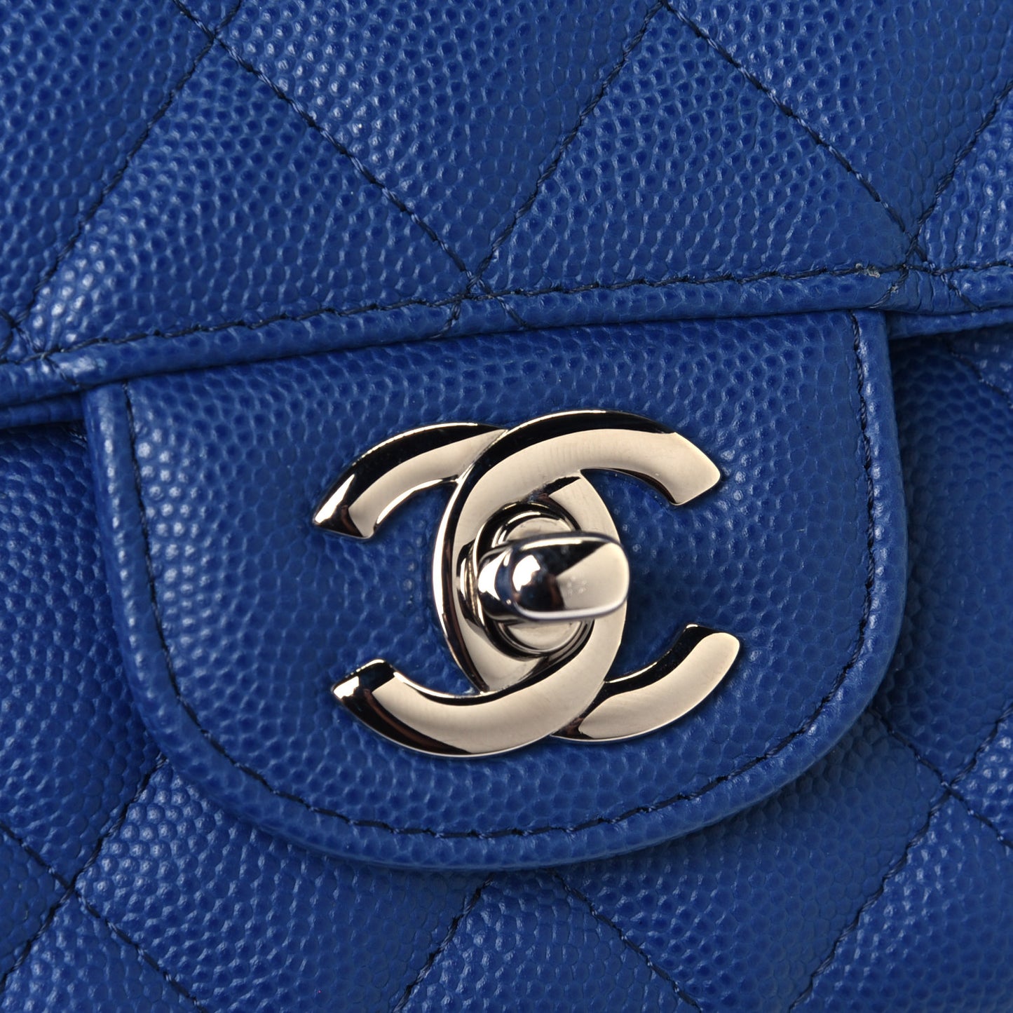 Caviar Quilted Mini Rectangular Flap Blue