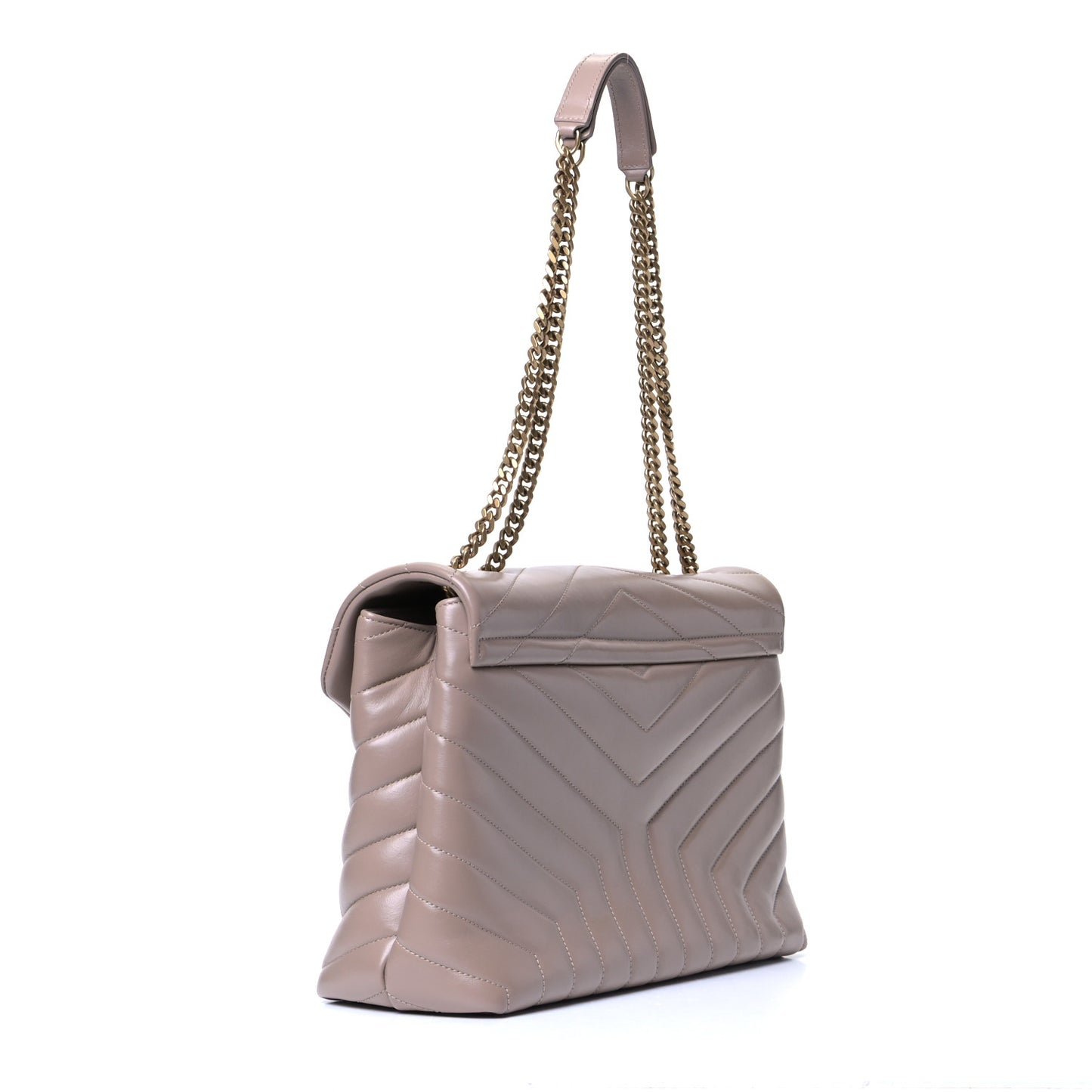 Calfskin Y Quilted Monogram Medium Loulou Chain Satchel Dark Beige