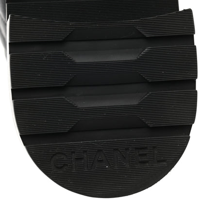 Chanel Shiny Goatskin Calfskin Quilted Lace Up Combat Boots 39.5 Black 6 of 8