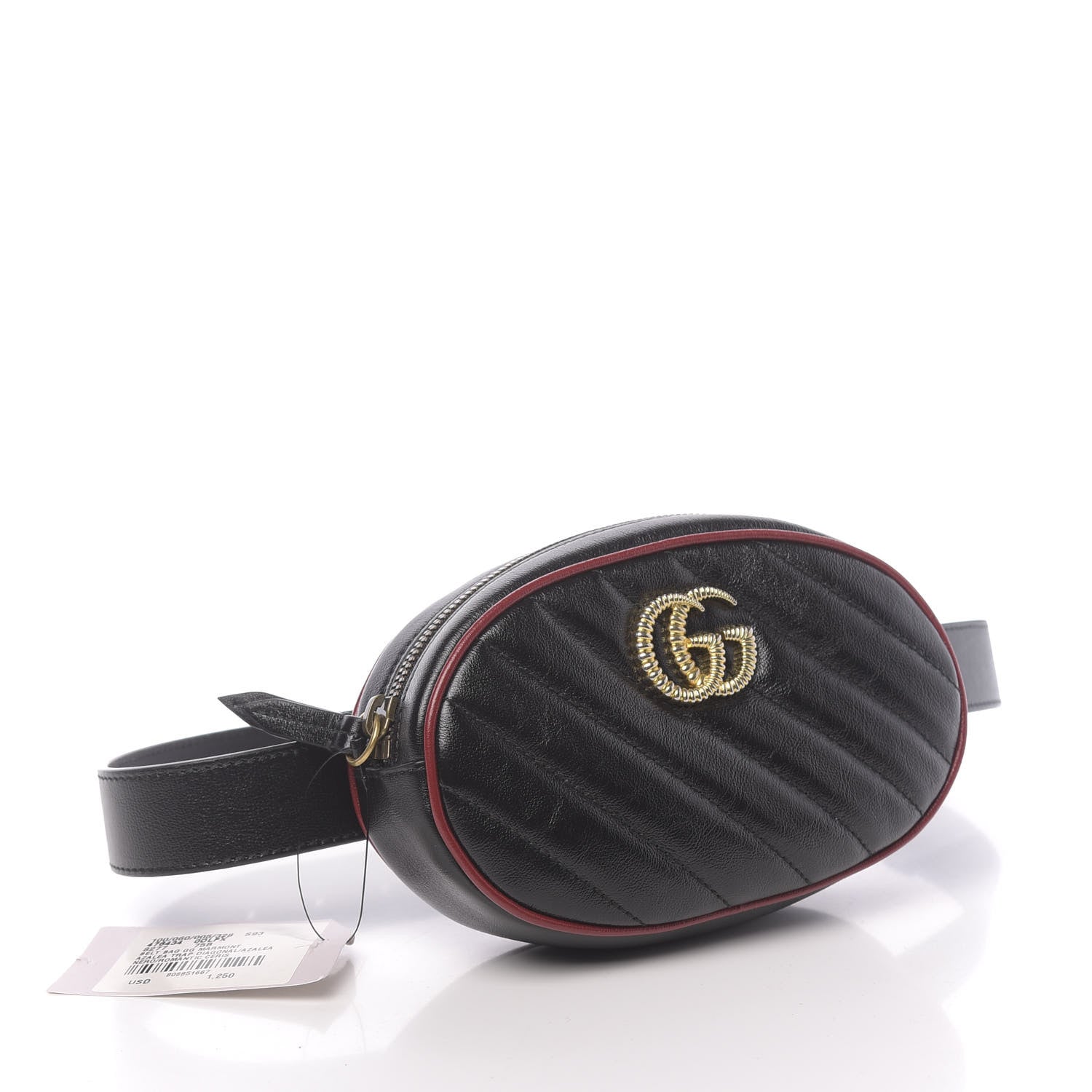 Gucci Azalea Calfskin Matelasse Diagonal Torchon GG Marmont Belt Bag 75 30 Black Romantic Cerise 4 of 11