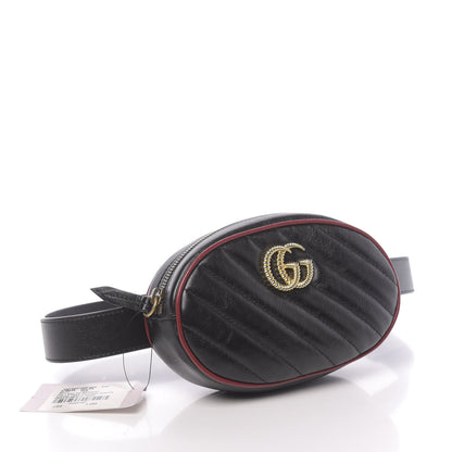 Gucci Azalea Calfskin Matelasse Diagonal Torchon GG Marmont Belt Bag 75 30 Black Romantic Cerise 4 of 11
