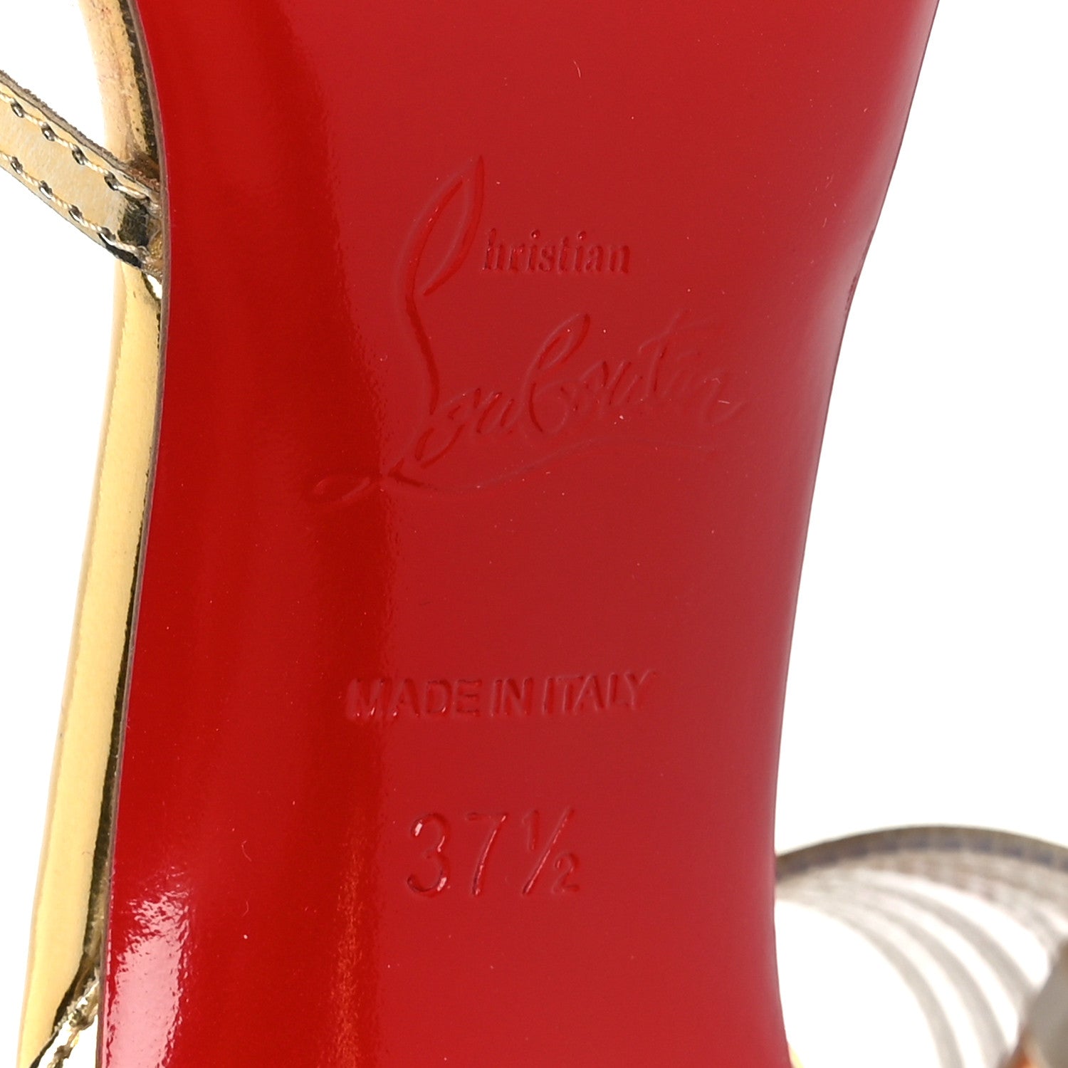 Christian Louboutin Specchio PVC Maratena 100 Sandal Heels 37.5 Gold 7 of 8