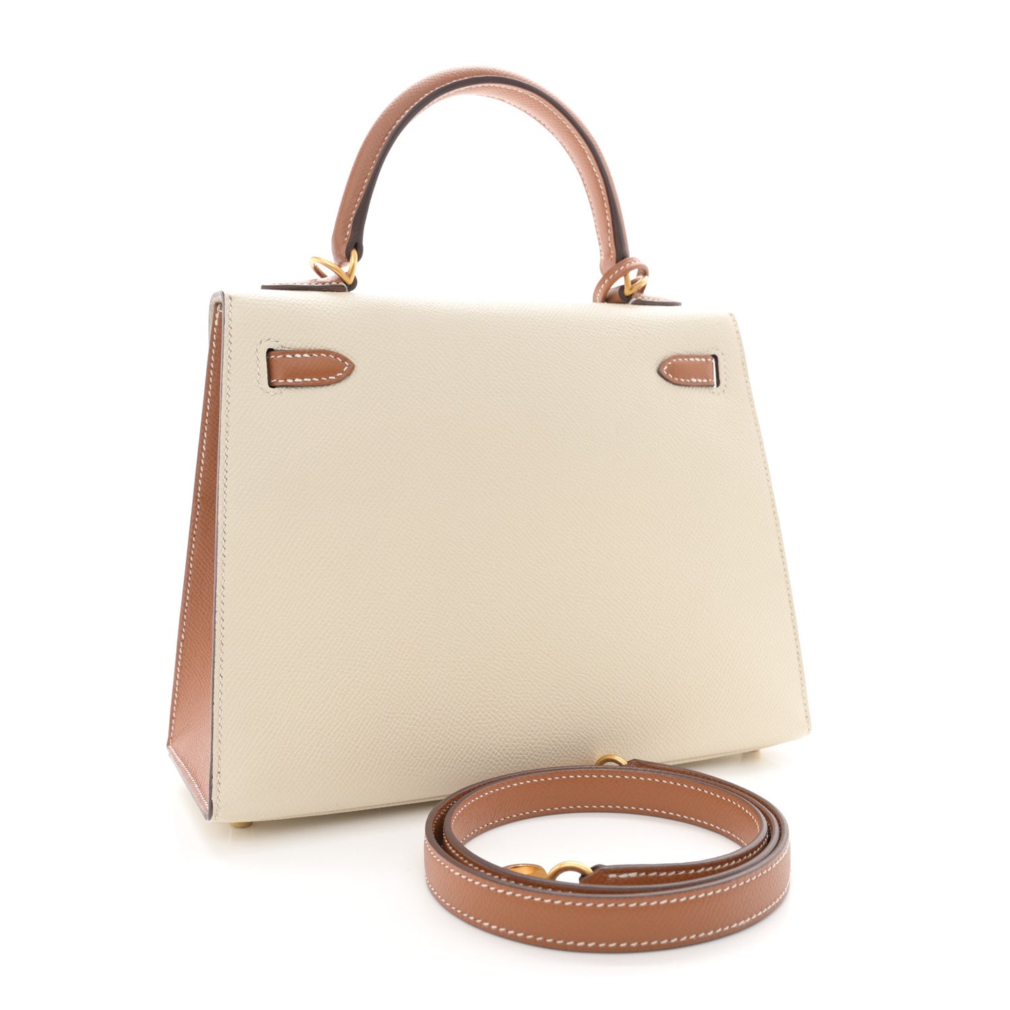 Epsom Bi-Color Horseshoe Kelly Sellier 25 Craie Gold