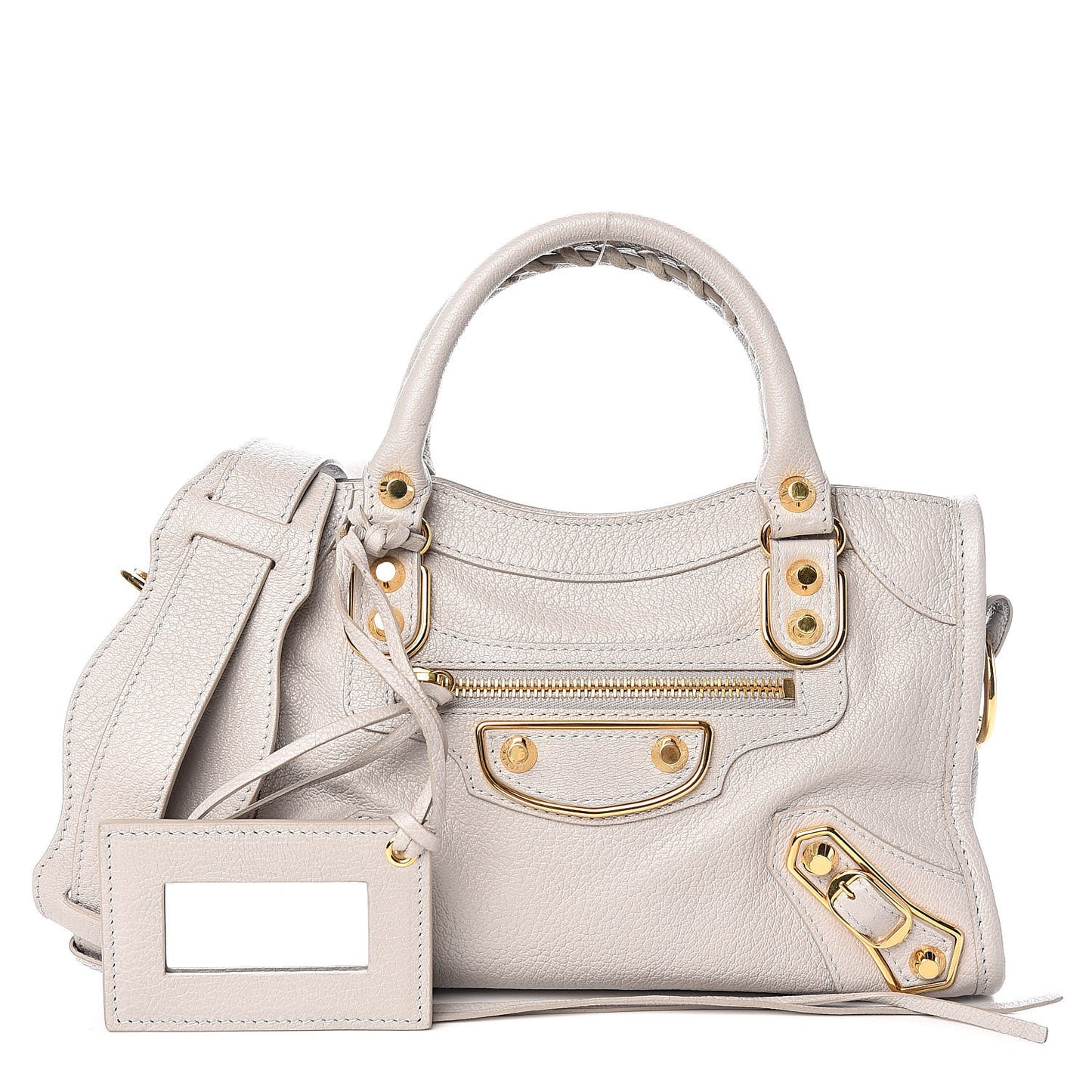 Chevre Gold Metallic Edge Hardware Mini City Gris Clair Gris Perle