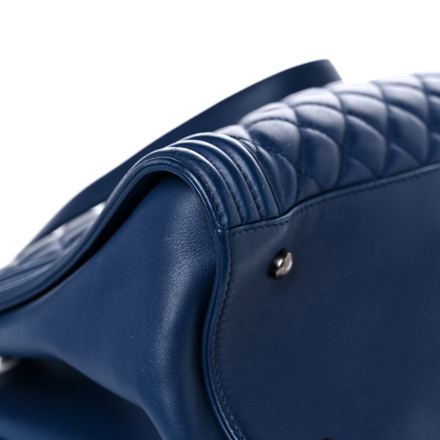 Calfskin Quilted Boy Shopping Tote Navy Blue