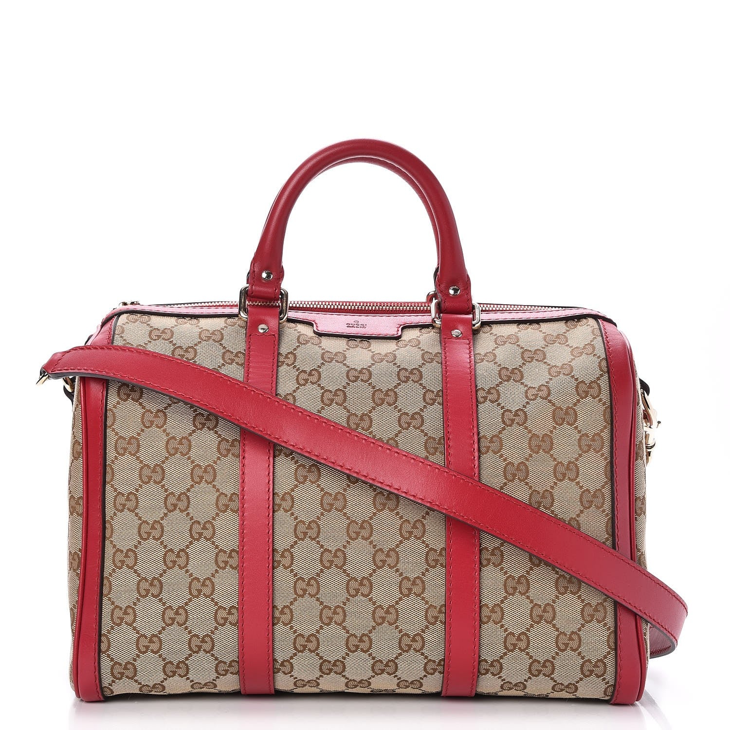 Gucci Monogram Medium Joy Boston Beige Red 1 of 10