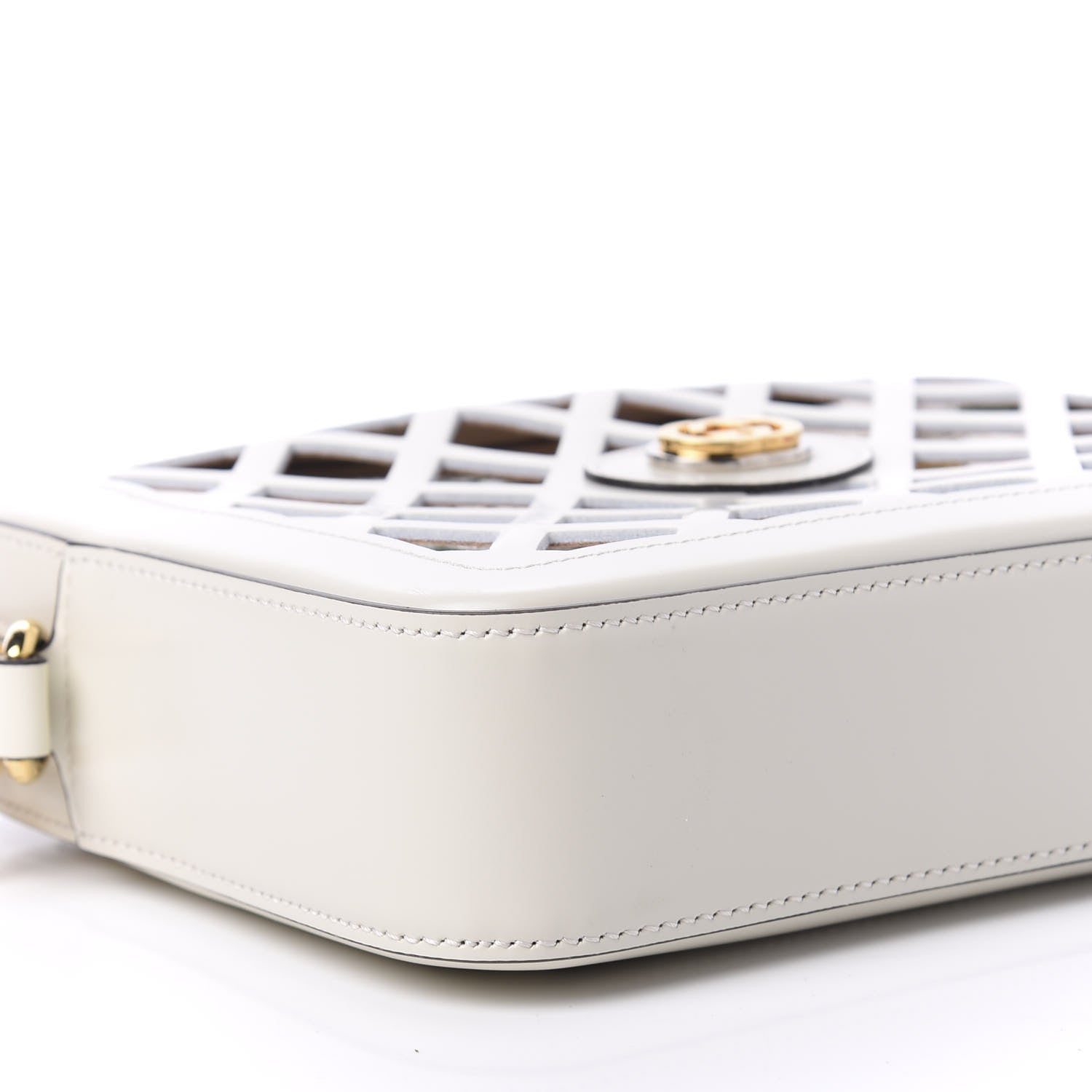 Gucci Canvas Calfskin Flora Infinity Cutout Shoulder Bag White Multicolor 9 of 10