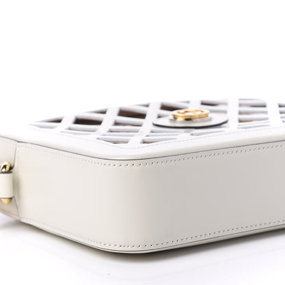 Gucci Canvas Calfskin Flora Infinity Cutout Shoulder Bag White Multicolor 9 of 10