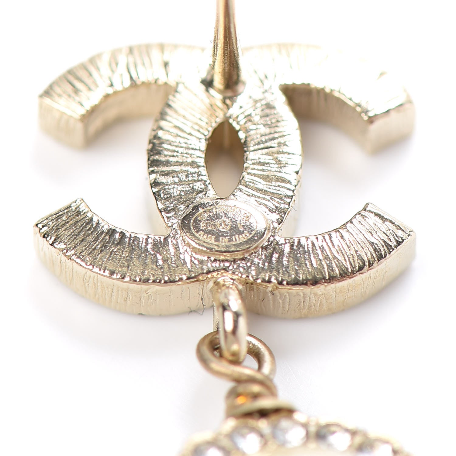 Chanel Crystal Pearl Pearls Coronation CC Drop Earrings Gold 4 of 4