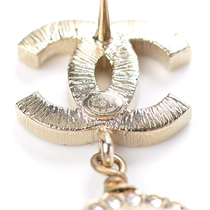 Chanel Crystal Pearl Pearls Coronation CC Drop Earrings Gold 4 of 4