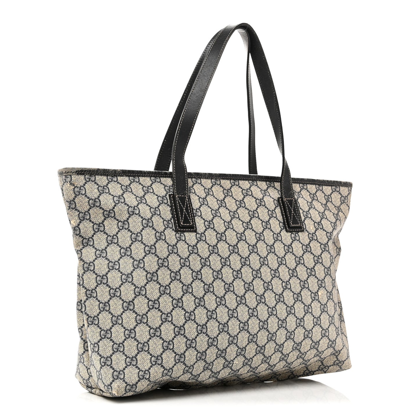 GG Supreme Monogram Medium Zippered Shopping Tote Navy Navy