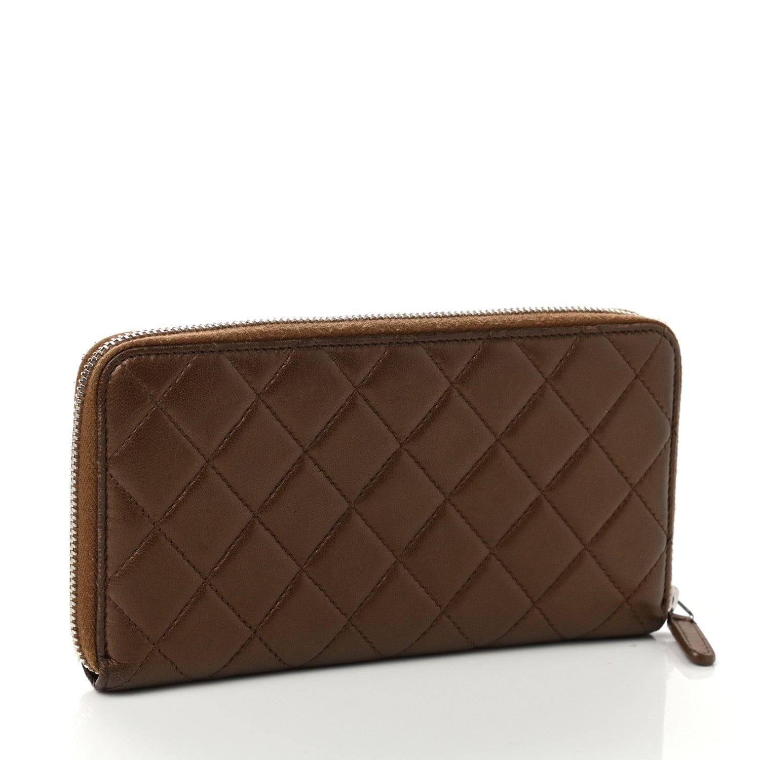 Chanel Metallic Lambskin Quilted Large Gusset Zip Around Wallet Bronze 3 of 8