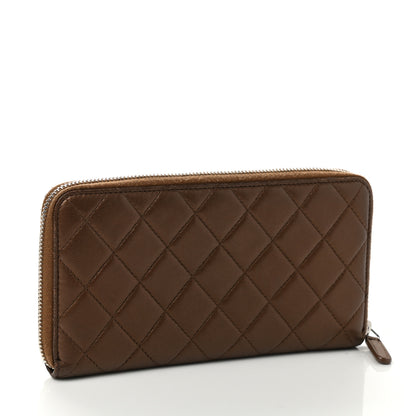 Chanel Metallic Lambskin Quilted Large Gusset Zip Around Wallet Bronze 3 of 8
