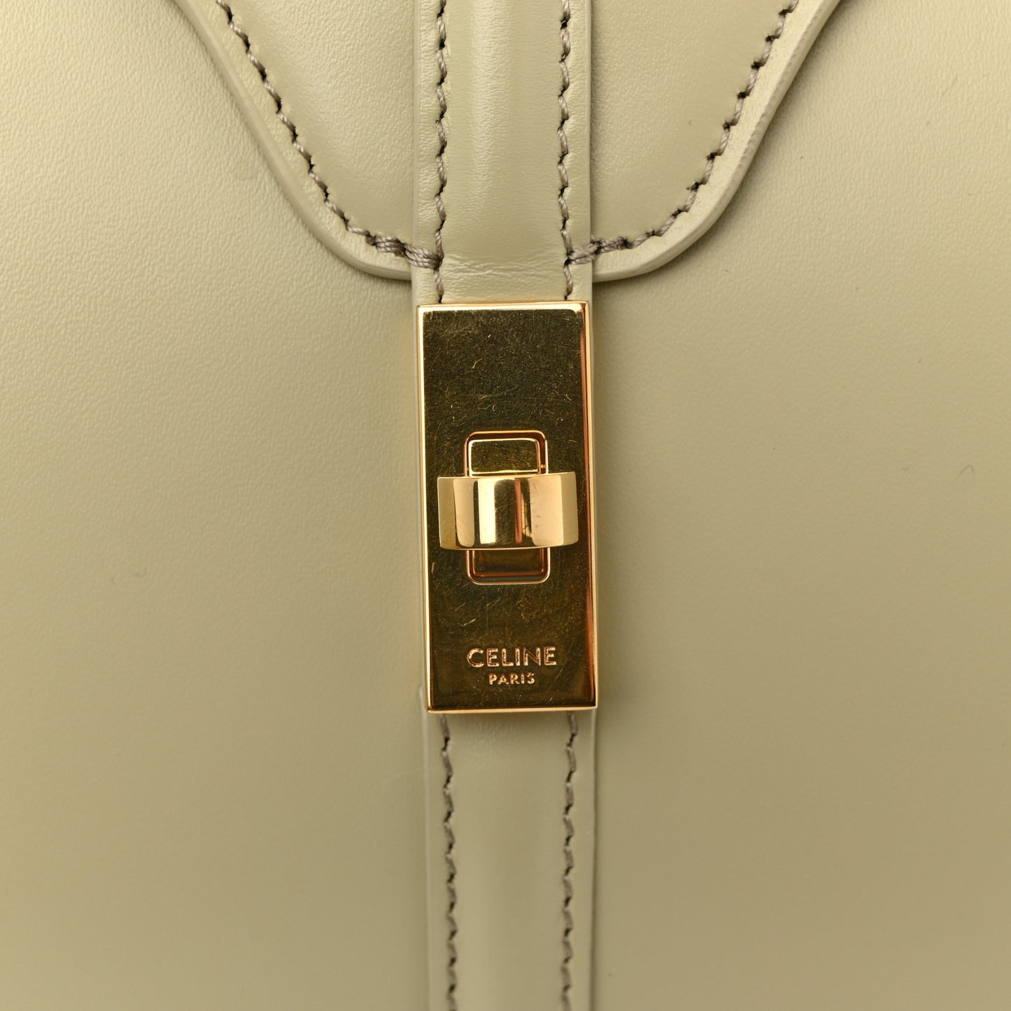 Satinated Calfskin Mini 16 Top Handle Bag Almond Green