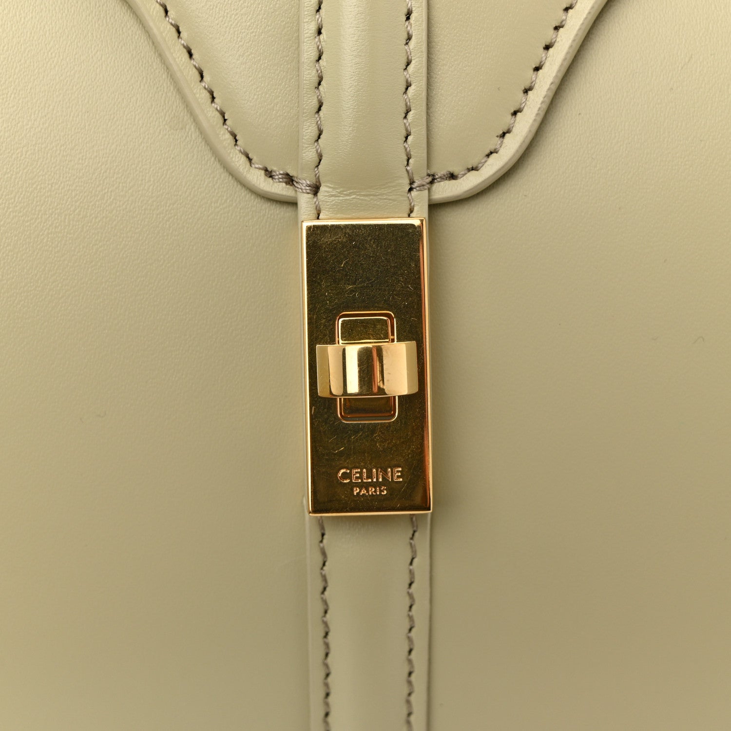 Celine Satinated Calfskin Mini 16 Top Handle Bag Almond Green 12 of 13