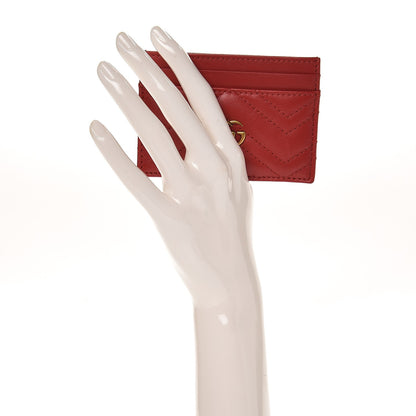 Gucci Calfskin Matelasse GG Marmont Card Holder Hibiscus Red 2 of 8