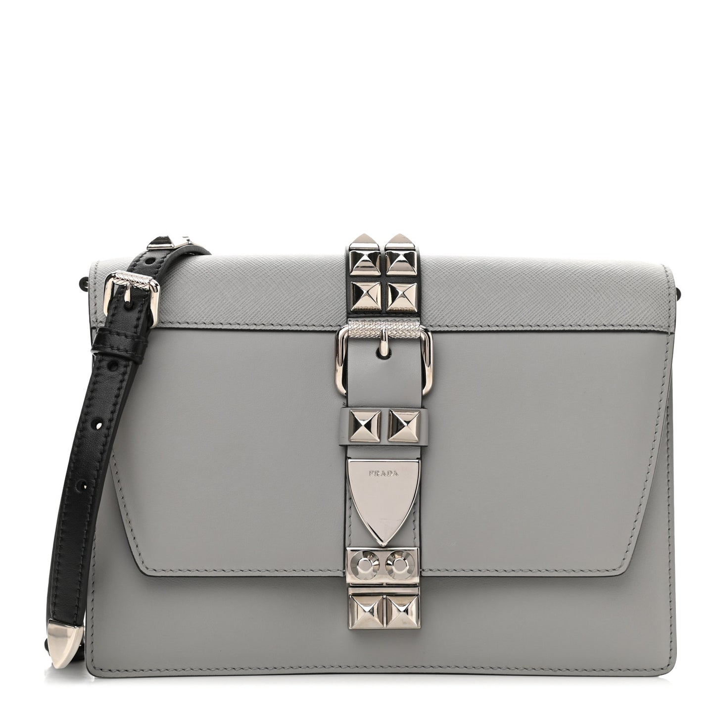 Saffiano City Calfskin Studded Large Elektra Shoulder Bag Nube