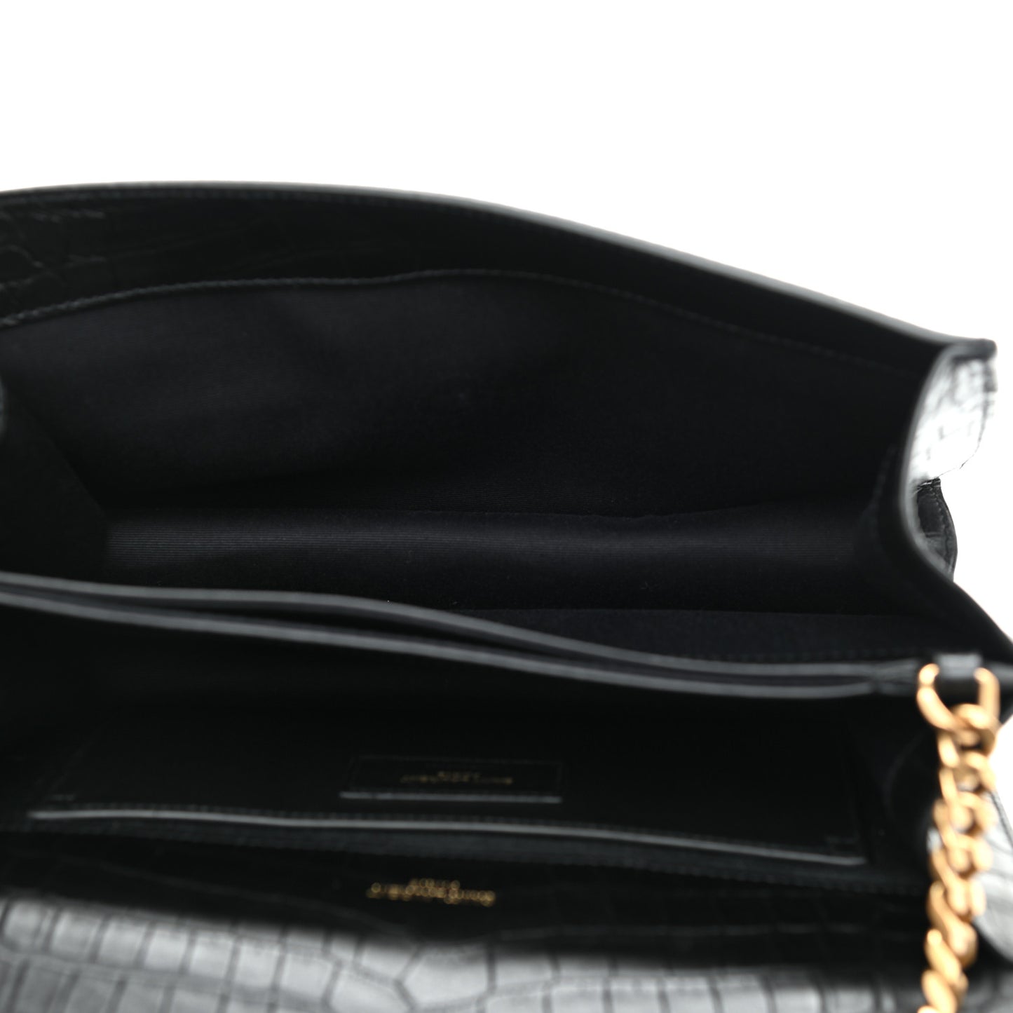 Calfskin Crocodile Embossed Small Monogram Sunset Black