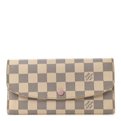 Louis Vuitton Damier Azur Emilie Wallet Rose Ballerine 1 of 15