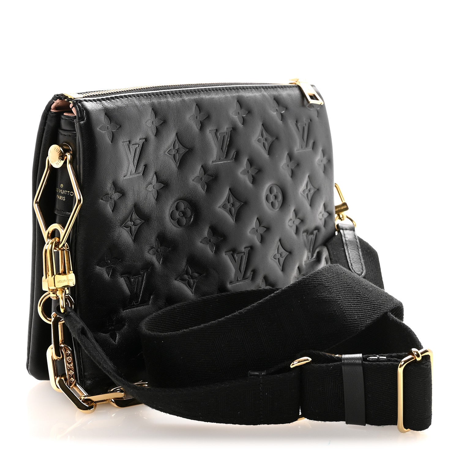Louis Vuitton Lambskin Embossed Monogram Coussin PM Black 3 of 9
