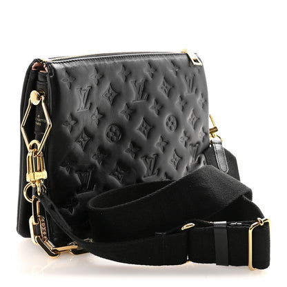 Louis Vuitton Lambskin Embossed Monogram Coussin PM Black 3 of 9