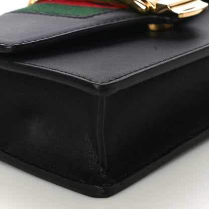 Gucci Calfskin Super Mini Sylvie Chain Shoulder Bag Black 9 of 14