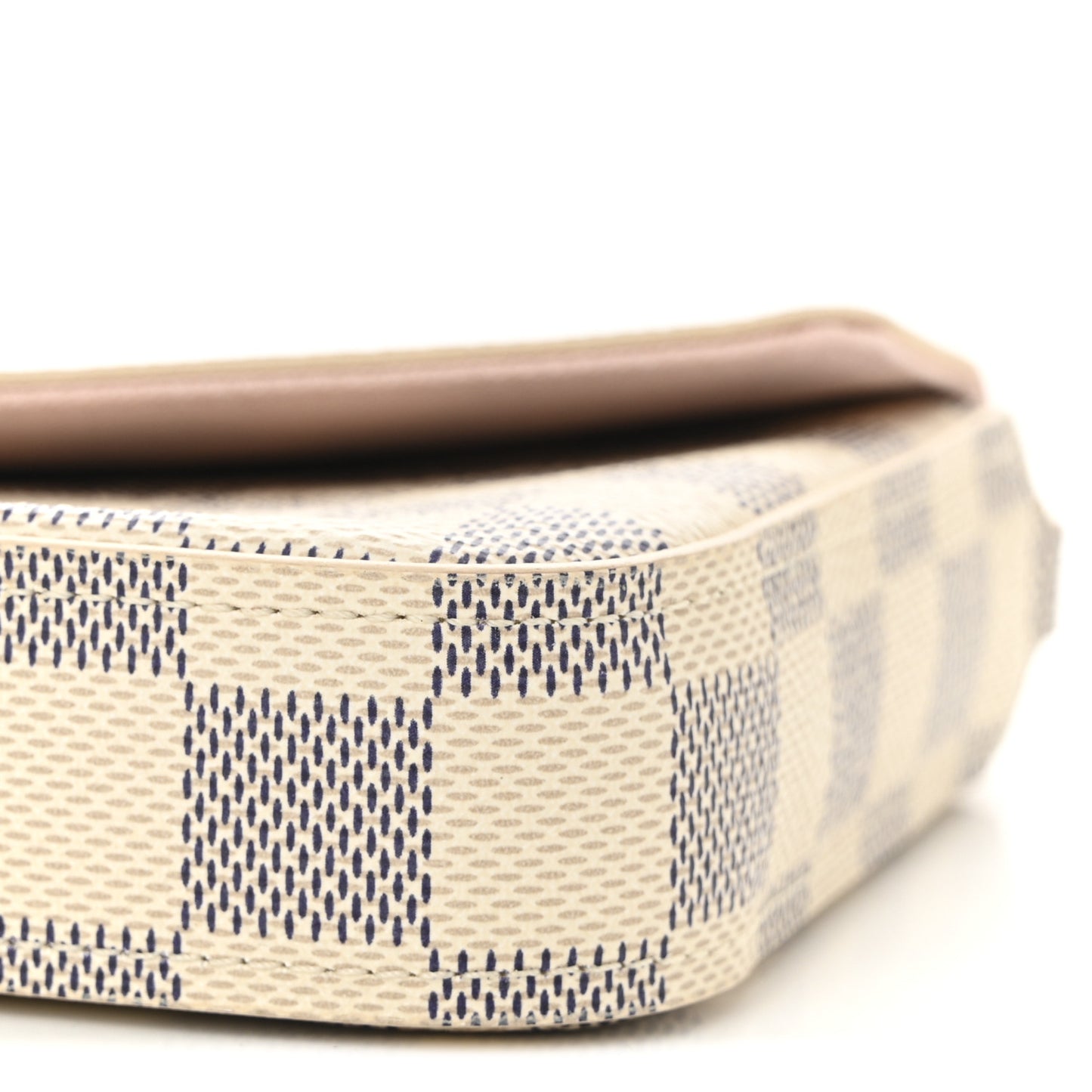 Damier Azur Pochette Felicie Chain Wallet Rose Ballerine