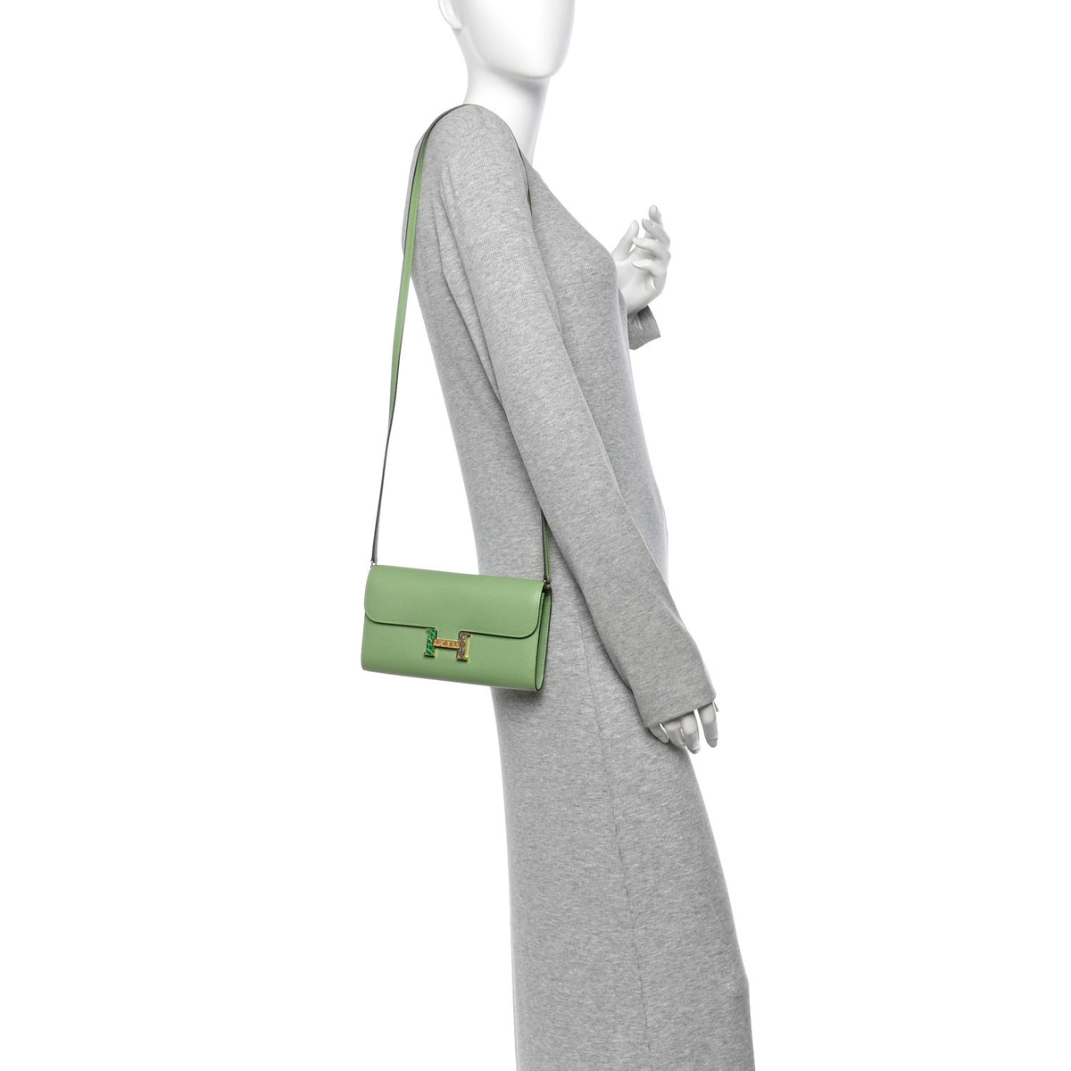 Hermes Epsom Alligator Lizard Constance Wallet To Go Vert Criquet Cactus Beige Sable Ombre 2 of 11