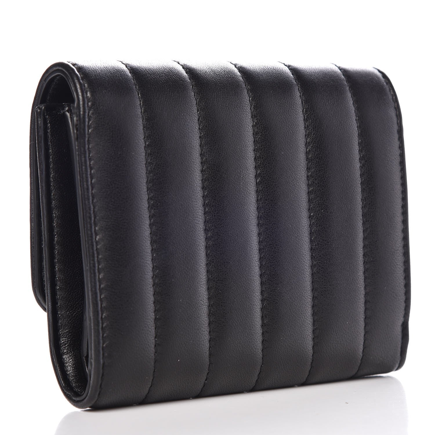 Saint Laurent Lambskin Matelasse Monogram Vicky Tri-Fold Wallet Black 3 of 8