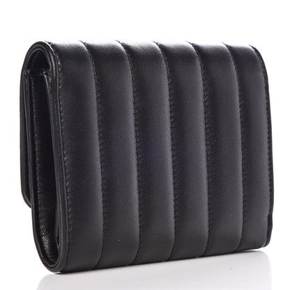 Saint Laurent Lambskin Matelasse Monogram Vicky Tri-Fold Wallet Black 3 of 8