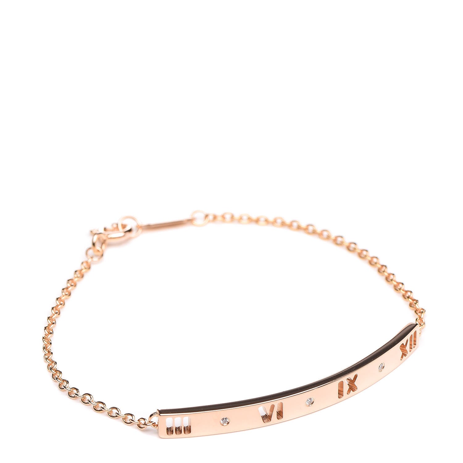 Tiffany 18K Rose Gold Diamond Atlas Bar Pierced Bracelet 4 of 8