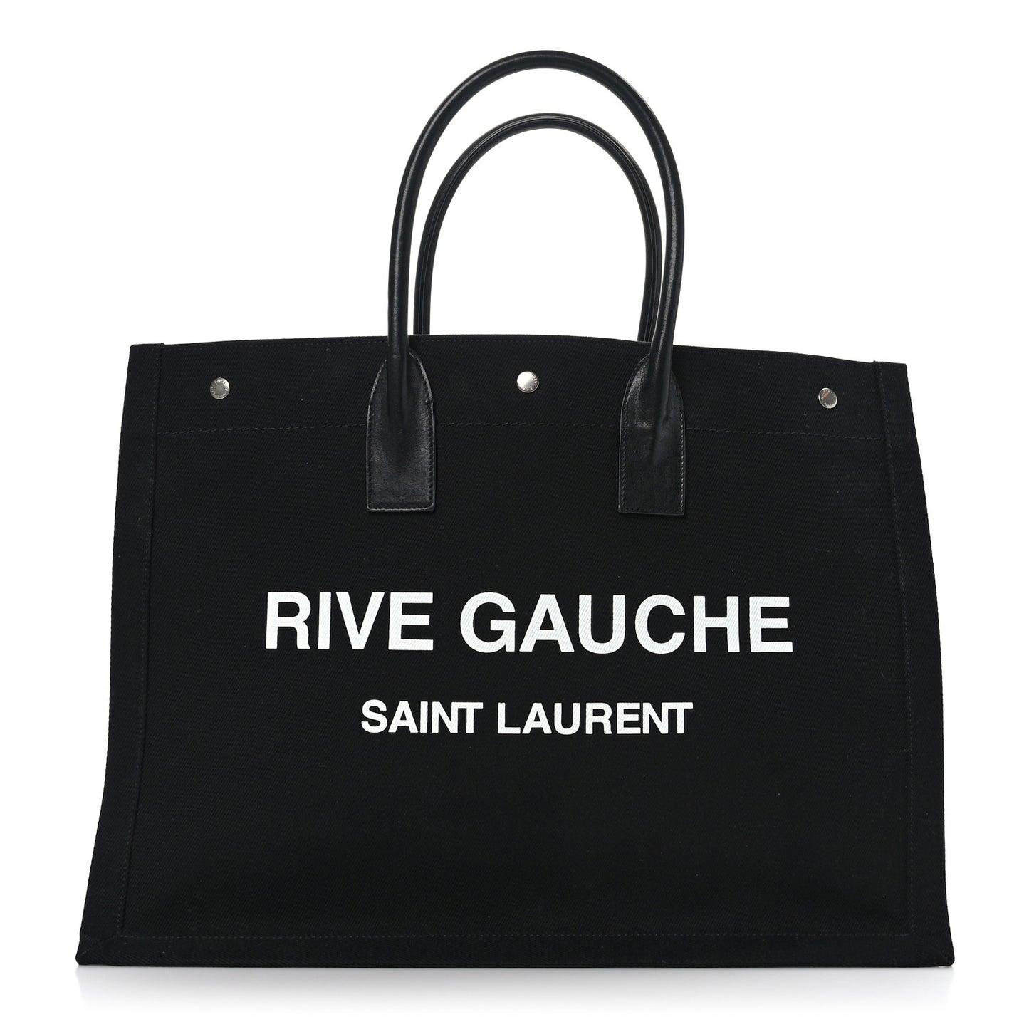 Linen Calfskin Rive Gauche Tote Black