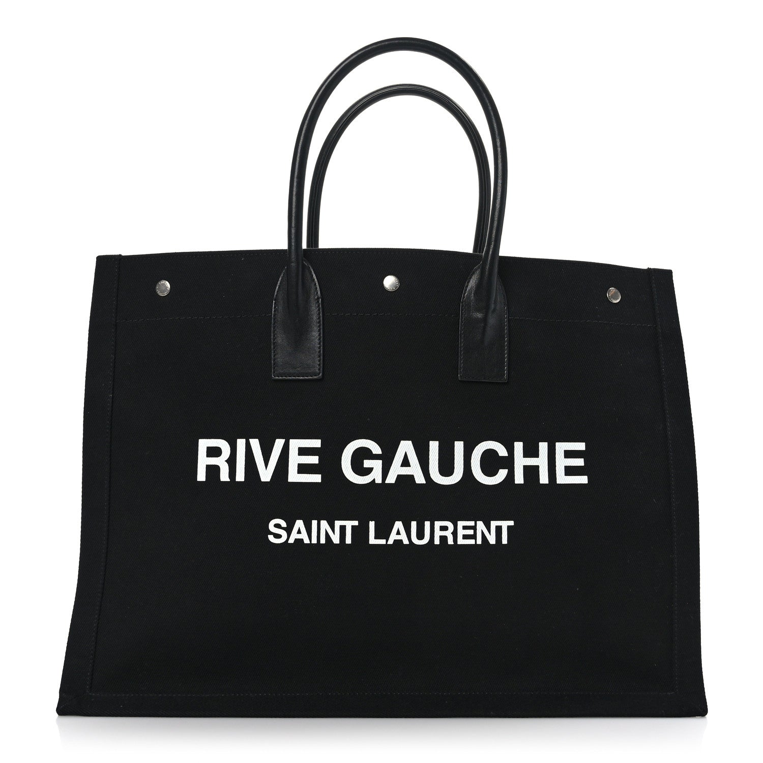 Saint Laurent Linen Calfskin Rive Gauche Tote Black 1 of 8