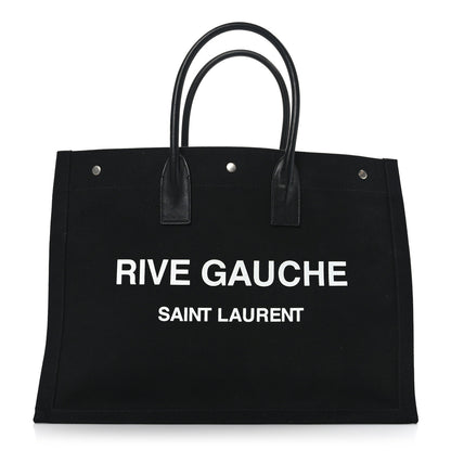 Saint Laurent Linen Calfskin Rive Gauche Tote Black 1 of 8