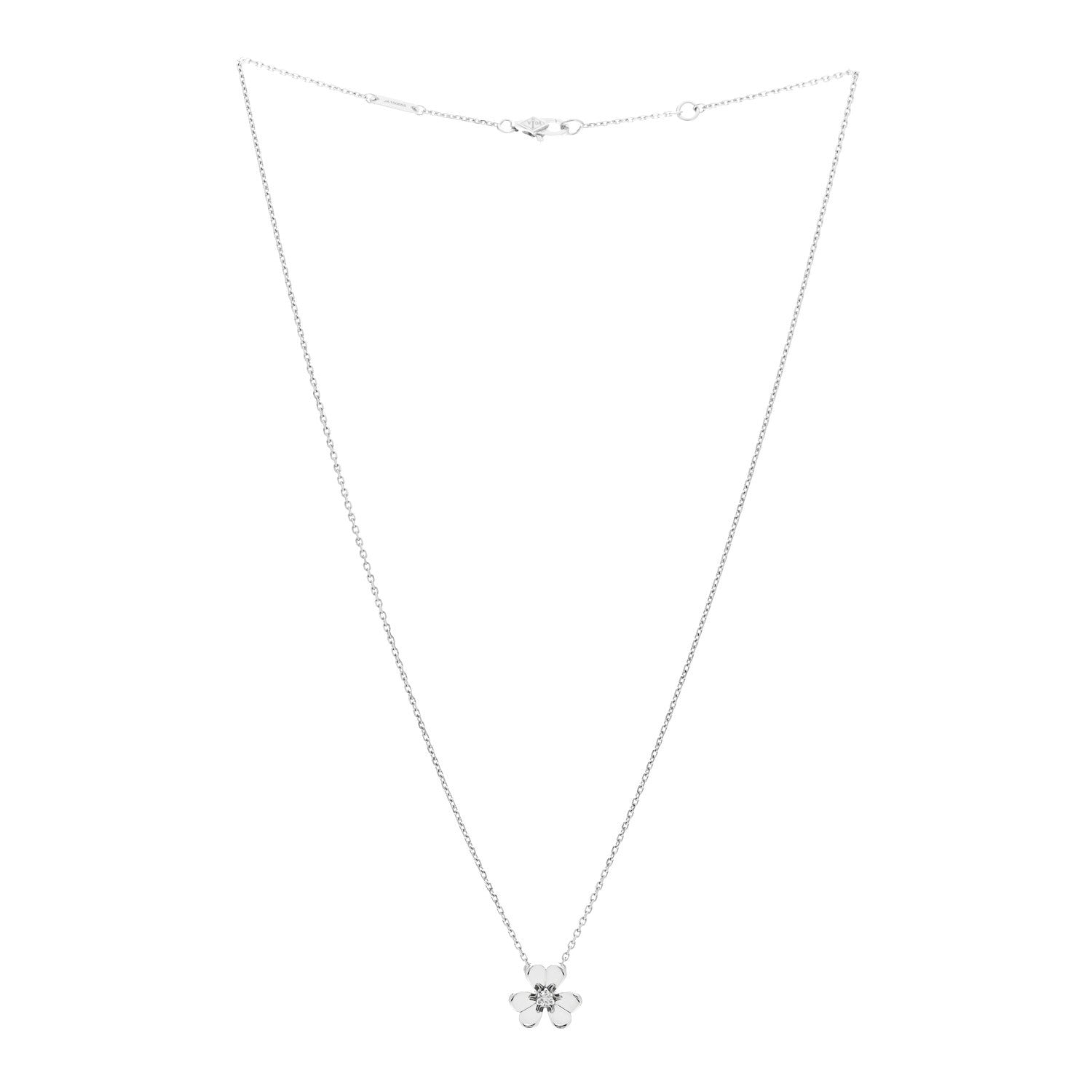Van Cleef & Arpels 18K White Gold Diamond Mini Frivole Pendant Necklace 3 of 6