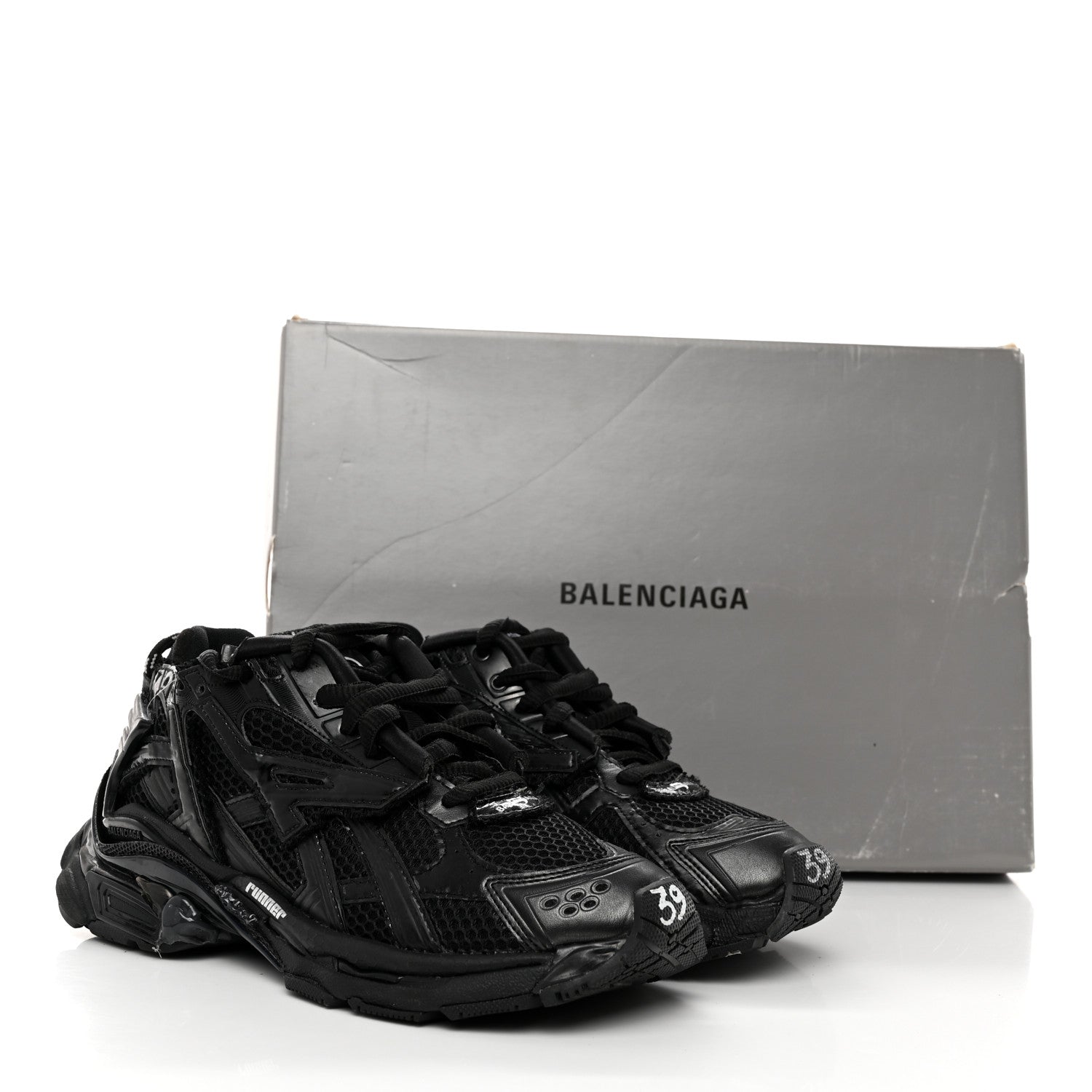Balenciaga Mesh Rubber Monocolor Womens Runner Sneakers 39 Black 9 of 9