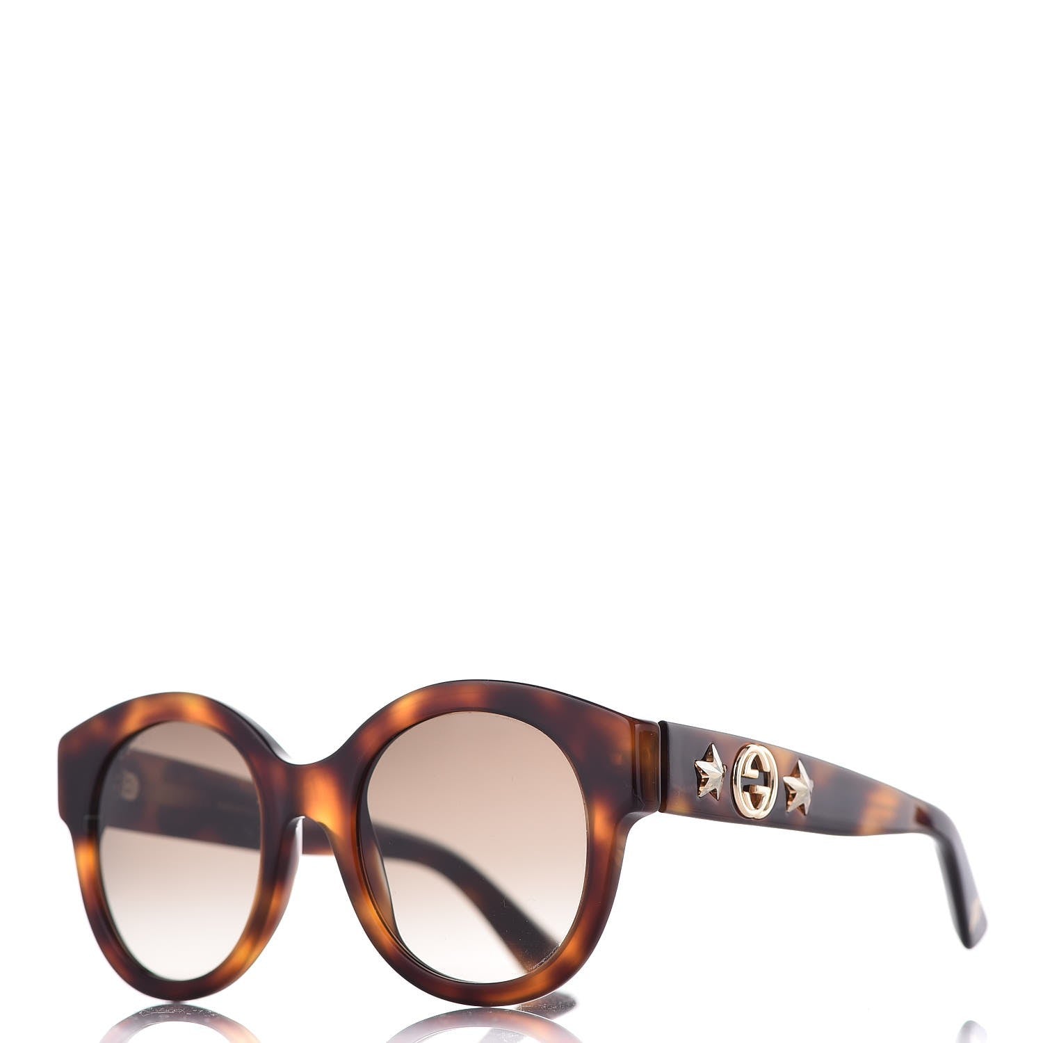 Gucci Round Frame GG Star Sunglasses GG0207S Tortoiseshell 1 of 9
