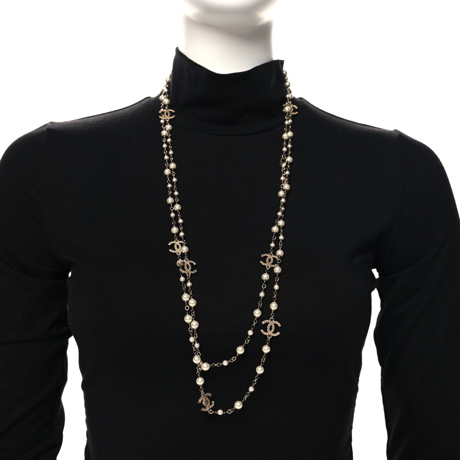 Chanel Pearl CC Long Necklace Gold 2 of 4