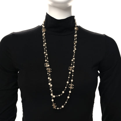 Chanel Pearl CC Long Necklace Gold 2 of 4
