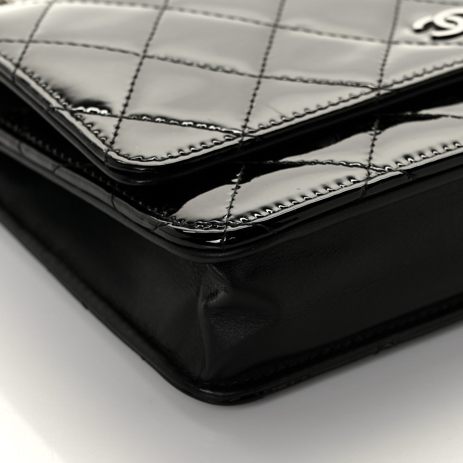 Chanel Patent Quilted Wallet On Chain WOC Black 7 of 10