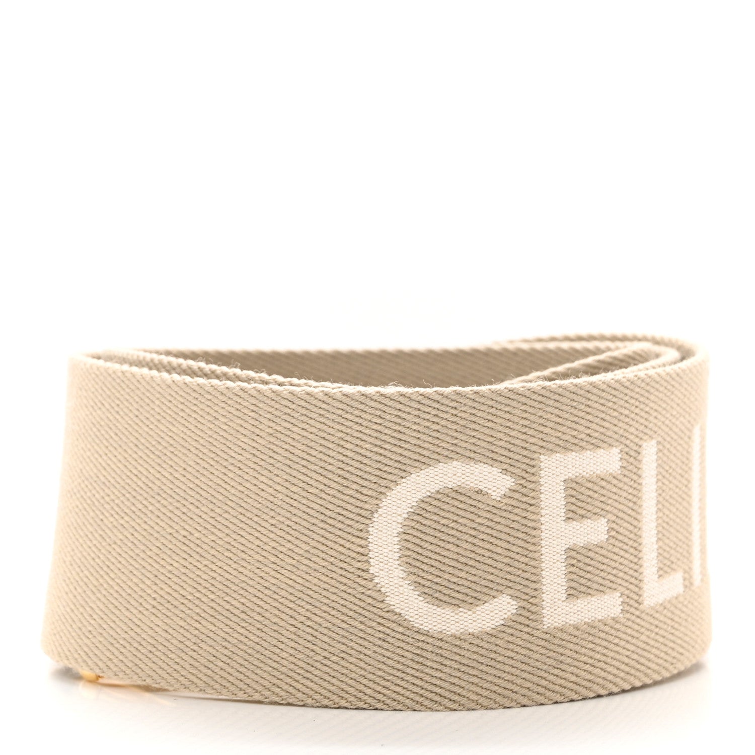 Celine Jacquard Wool Logo Long Strap Beige White 2 of 6