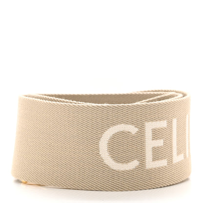 Celine Jacquard Wool Logo Long Strap Beige White 2 of 6