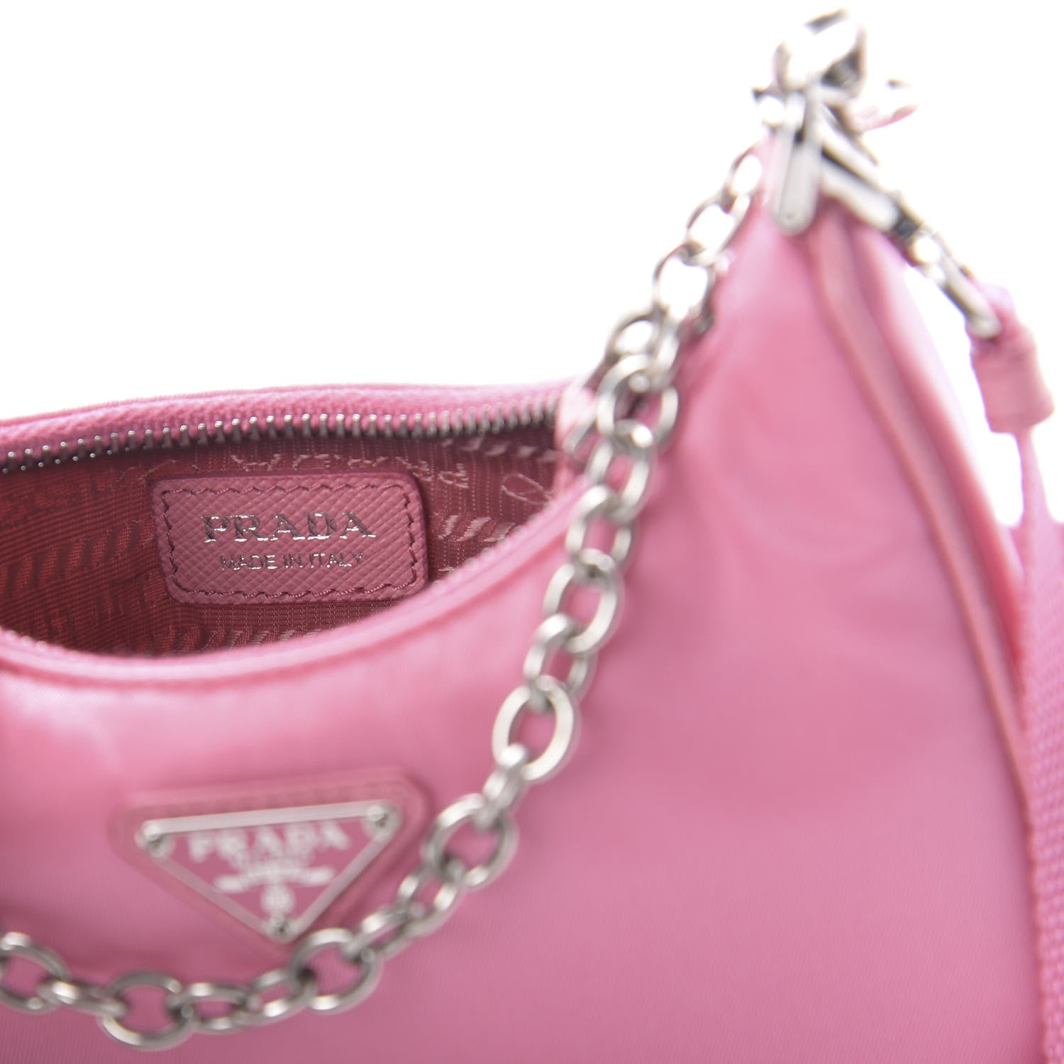 Prada Tessuto Nylon Saffiano Mini Re-Edition 2000 Shoulder Bag Begonia 8 of 10